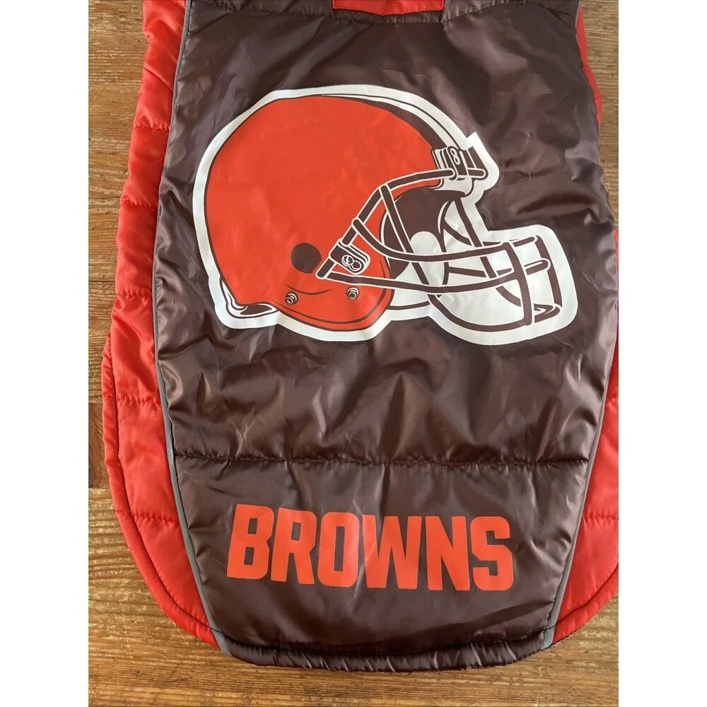 Cleveland Browns Dog Puffer Vest NFL Football Pet Jacket Shirt Coat L Pets First